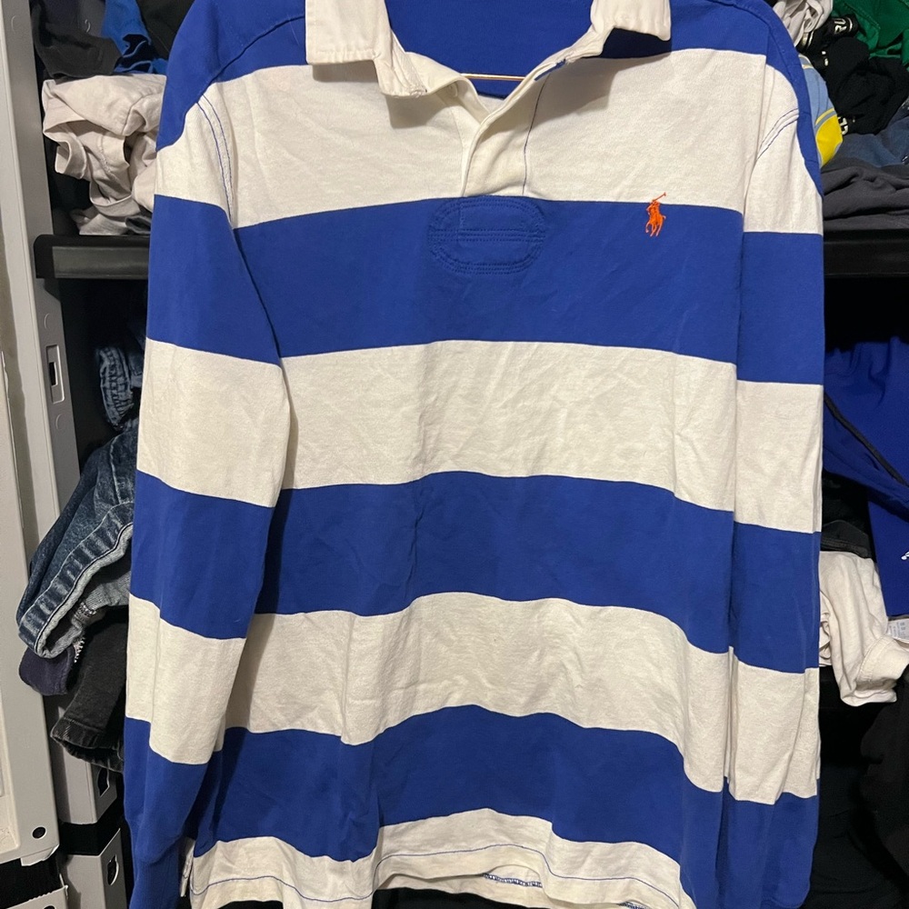 Polo Ralph Lauren Custom Fit Shirt with Blue and White